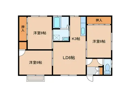 山下マンション(3LDK/2階)の間取り写真
