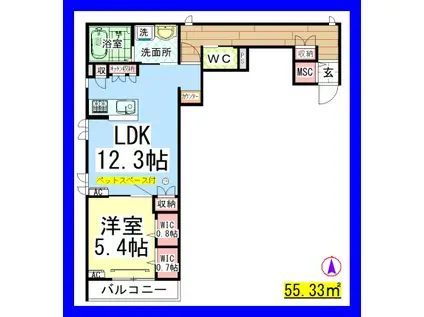 AF ペット共生・スカイメゾン2(1LDK/2階)の間取り写真