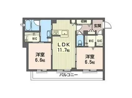 ヒューゲルハイム(2LDK/2階)の間取り写真
