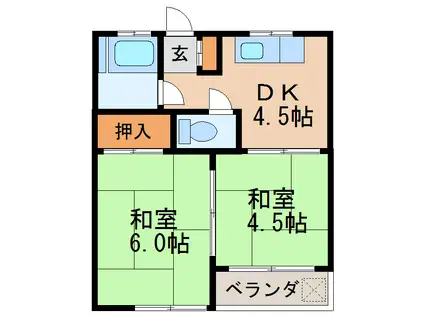 つるいビル(2DK/2階)の間取り写真