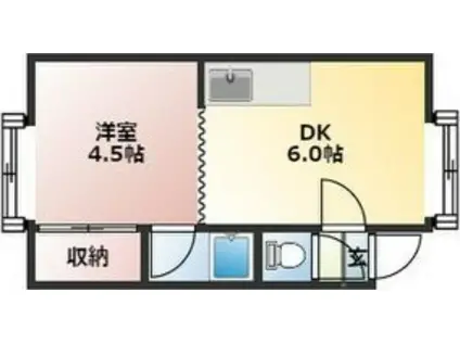 スワンハイツ(1DK/2階)の間取り写真
