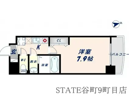 LUXE森之宮(1K/7階)の間取り写真
