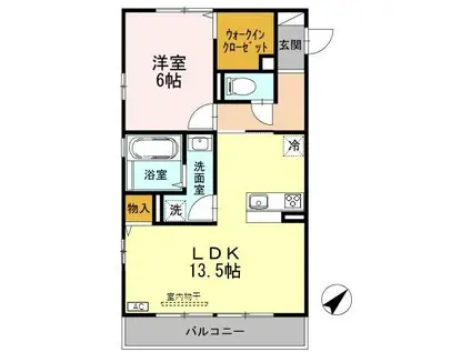 ルガル・ボニート・エフ(1LDK/3階)の間取り写真