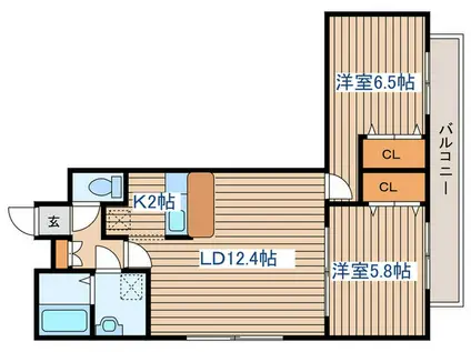 KZ BLD(2LDK/4階)の間取り写真