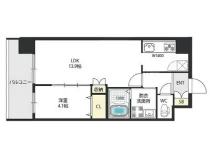 INFIELDIII(1LDK/9階)の間取り写真