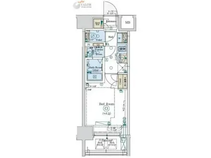 ジェノヴィア阪東橋IIスカイガーデン(1K/5階)の間取り写真