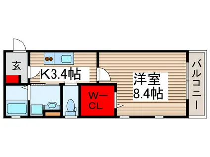 コンフォート清瀬(1K/2階)の間取り写真