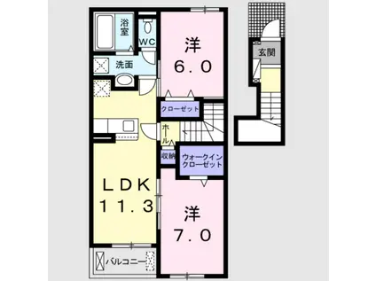 AKANE(2LDK/2階)の間取り写真