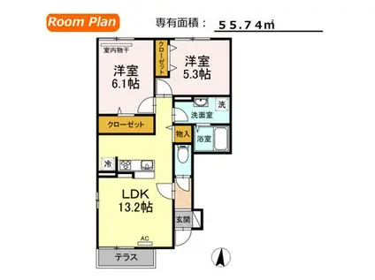 FLATS IV(2LDK/1階)の間取り写真