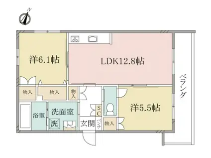 ヘーベルヴィレッジ東高円寺MAGNOLIA(2LDK/2階)の間取り写真