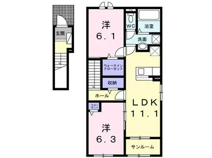 ル シエル(2LDK/2階)の間取り写真