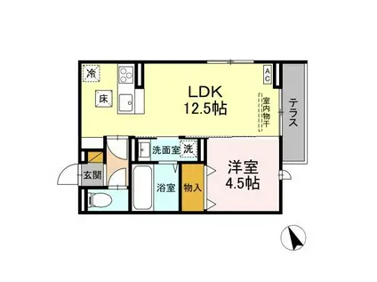 セレウィータ栄町(1LDK/1階)の間取り写真