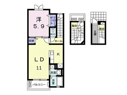 ウィンドミルヤマト(1LDK/3階)の間取り写真