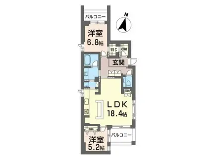 アロン・ド・赤堤(2LDK/2階)の間取り写真