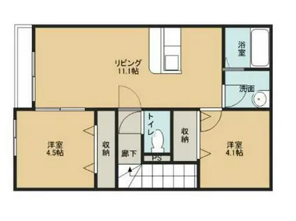 I.S延友 C棟(2LDK/2階)の間取り写真
