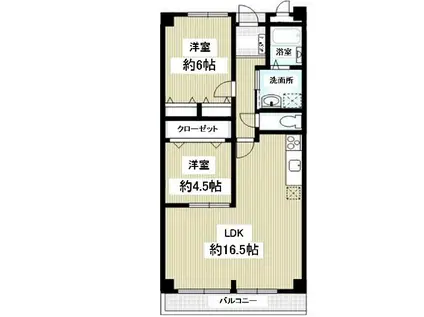 アメニティ高槻(2LDK/3階)の間取り写真