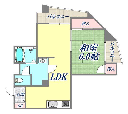 奥野ビル(1LDK/4階)の間取り写真