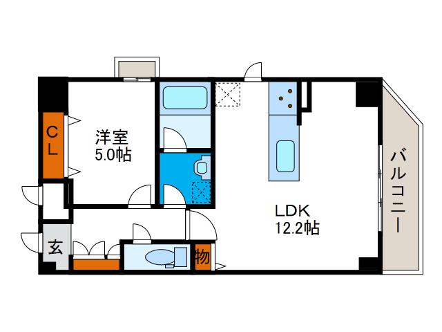 ゼクス九条(1LDK/8階)の間取り写真
