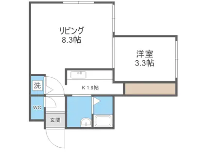 クリムゾン学園前(1LDK/3階)の間取り写真