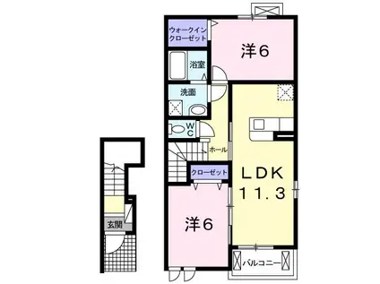 レオンIIB(2LDK/2階)の間取り写真
