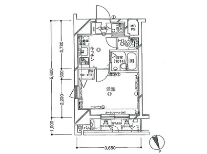 パークウェル麻布十番(1K/9階)の間取り写真