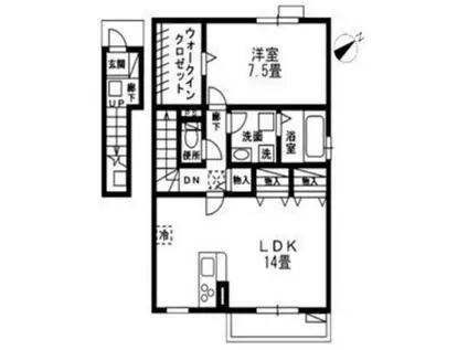 ヌーヴェルシャトーIII(1LDK/2階)の間取り写真