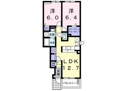エレガンシア・B(2LDK/1階)の間取り写真