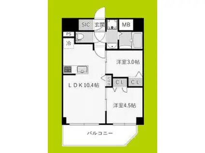 エスリードレジデンス ザ・グラン南堀江(2LDK/13階)の間取り写真