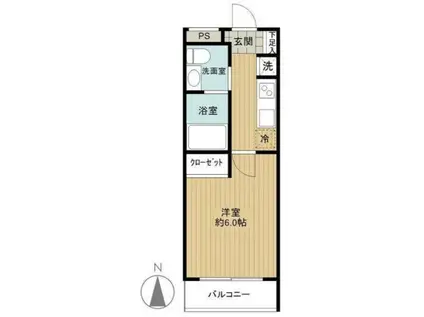 スカイコート品川御殿山ウエスト(1K/2階)の間取り写真