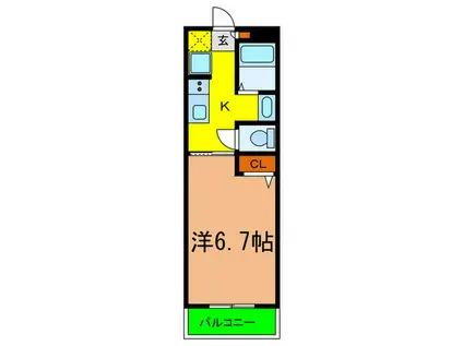 須磨南町ミオ(1K/4階)の間取り写真