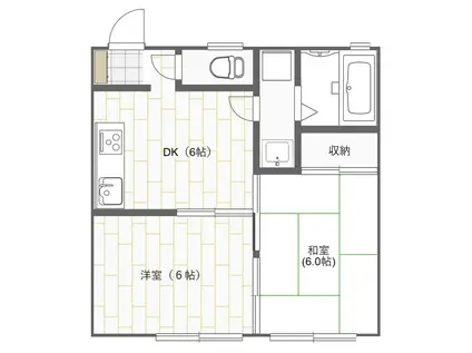 すみれハイツ(2DK/1階)の間取り写真