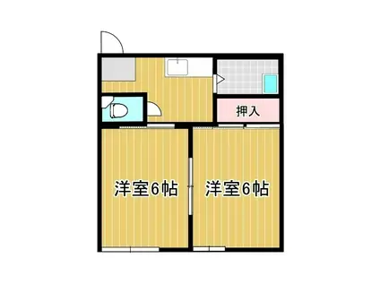 エステイト笠芽5号棟(2K/1階)の間取り写真