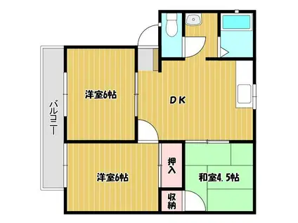 パナハイツアーバン(3DK/2階)の間取り写真