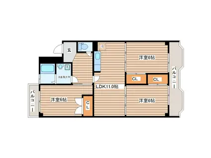 クレア泉崎(3LDK/2階)の間取り写真