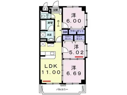 ヴェルデ アゲダ(3LDK/4階)の間取り写真