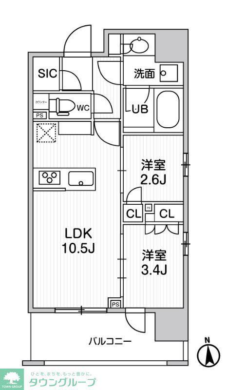 シーズンフラッツ新御徒町イースト(2LDK/10階)の間取り写真