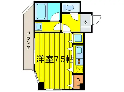 アクティコートクリスタル京橋(ワンルーム/2階)の間取り写真