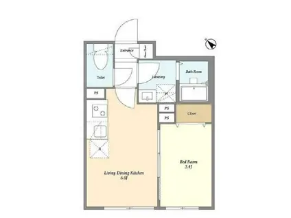 ウェルスクエア武蔵小山(1DK/4階)の間取り写真