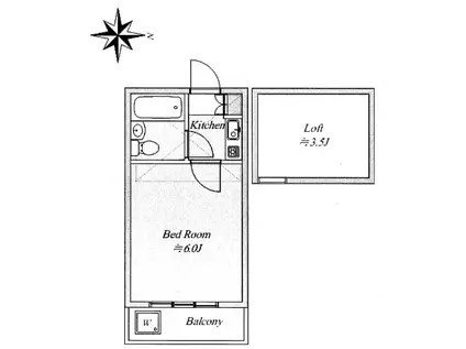 ラフィーネ桜新町(1K/3階)の間取り写真