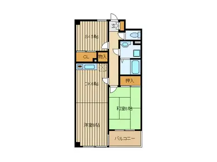 ケーハウスワン(2SDK/2階)の間取り写真