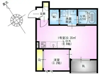 REGALEST鶴見(1LDK/1階)の間取り写真