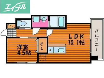 GRAND ETERNA岡山II(1LDK/3階)の間取り写真