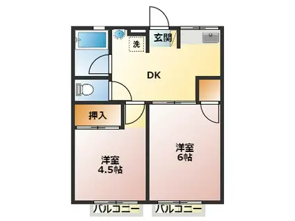 シティハイム雪ノ下(2DK/1階)の間取り写真