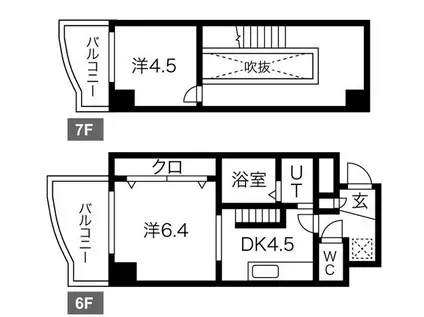 ゼウスフェアリーウイング(2DK/6階)の間取り写真