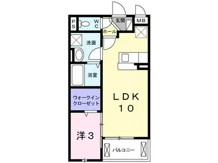 サニーヴィラエテルノM(1LDK/3階)の間取り写真