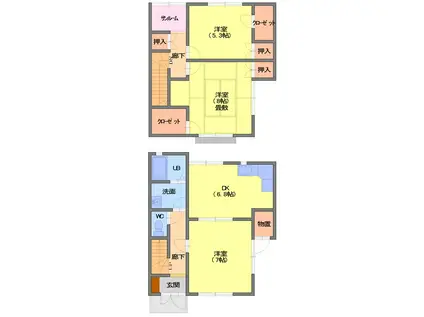 桜ハイムI(3DK/1階)の間取り写真