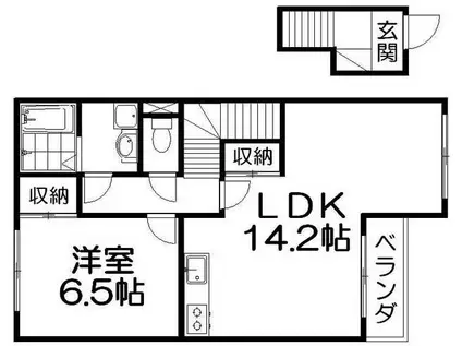 津田くにみ谷08(1LDK/1階)の間取り写真