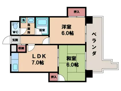 パールタウン鶴ヶ丘(2DK/5階)の間取り写真