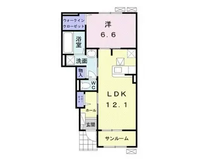 リバーサイド塚脇C(1LDK/1階)の間取り写真