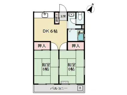 百合丘マンション(2DK/1階)の間取り写真